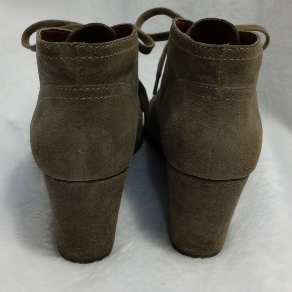 Lucky Brand Leather Tan Lace Up Wedge Boots - Picture 5 of 8